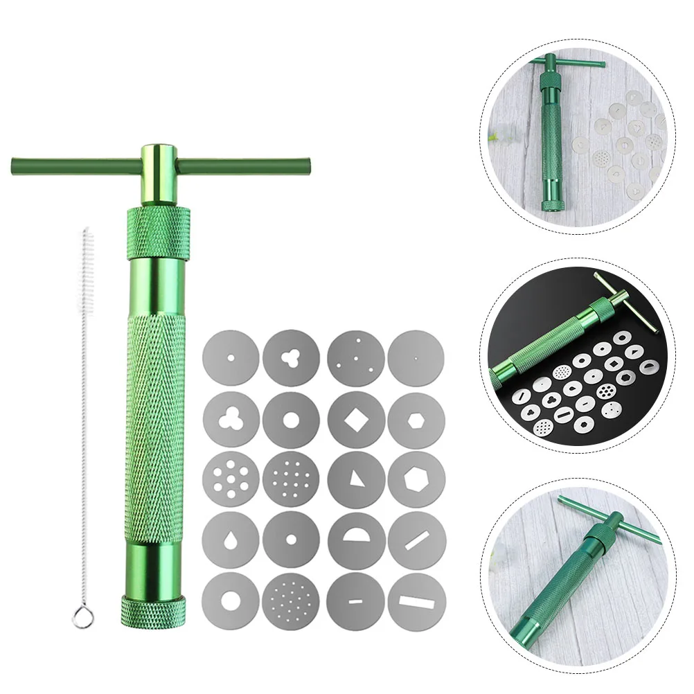 

1Set Portable Clay Extruder Set 20 Changeable Dies Compact Sculpting Tool for Polymer Clay Sugar Paste Dough Art Craft Making