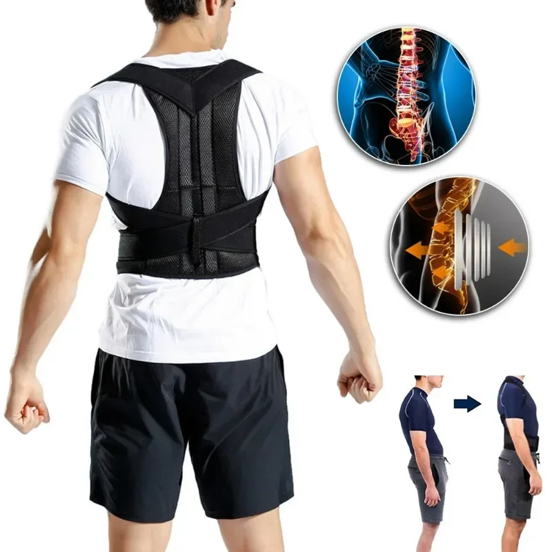 Reinforced Belt Lumbar Column Posture Corrector Vest Adjustable Back Support Strap Shoulder Spine Brace Neck Stretcher Trainer