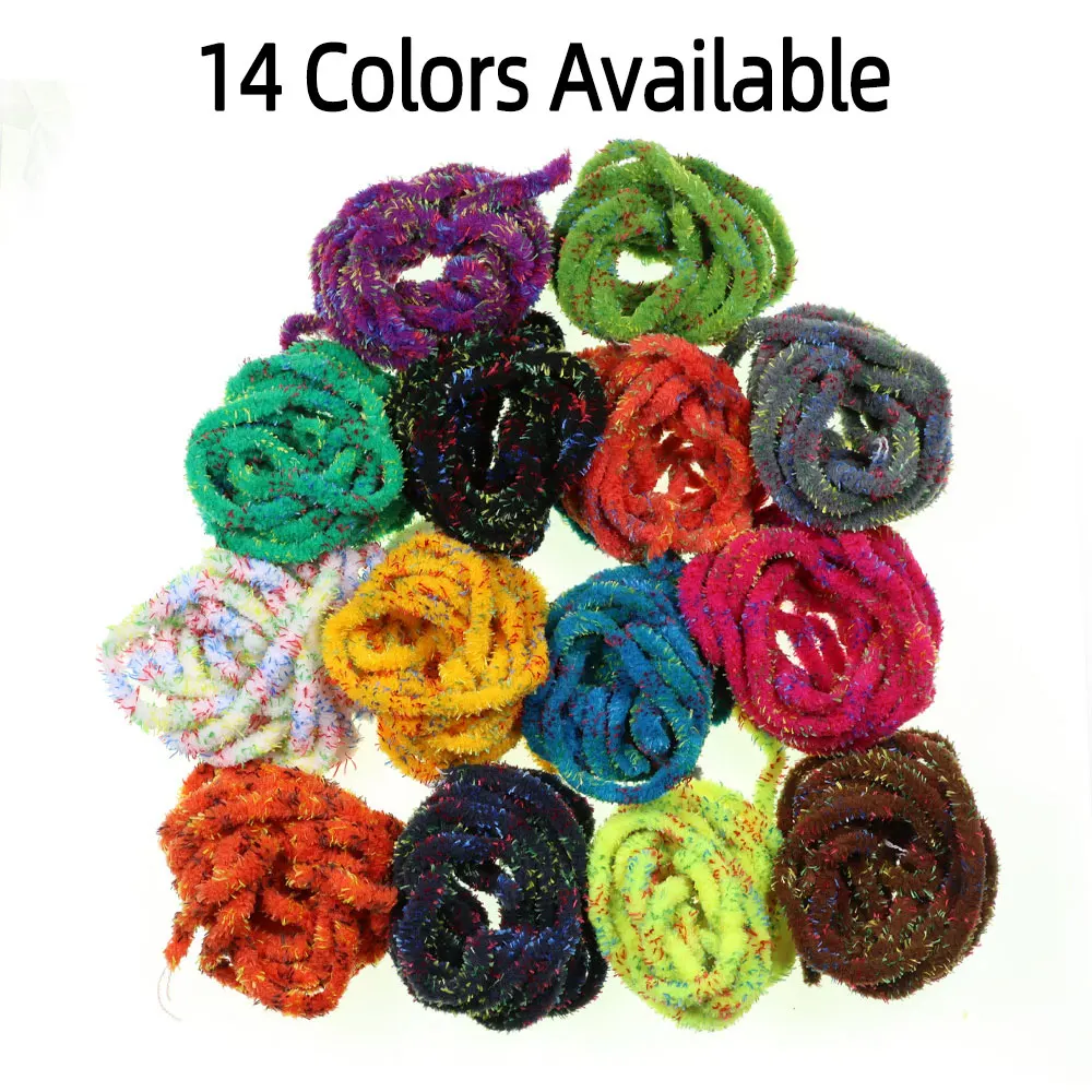Bimoo 2M 6-7mm Wide Grizzly Mottled Mop Chenille Fly Tying Material Woolly Bugger Wet Nymph Streamer Mop Fly Crappie Jig Lures - view 3