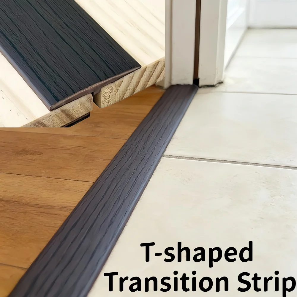 

1pc 2M Carpet To Tile Floor Transition Strip Self Adhesive T-Molding Threshold Cover Household Wood Grain Divider Strip Doorway