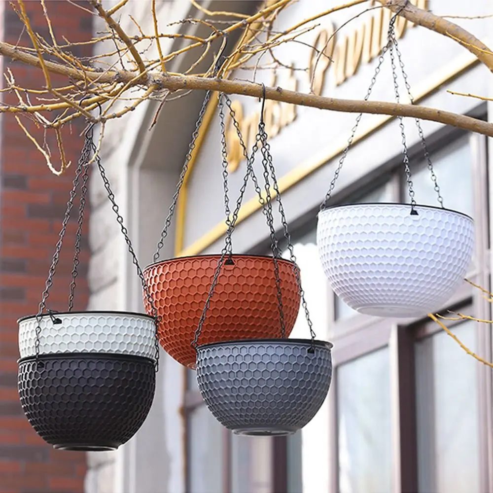 

With Drainer and Hanging Chain Honeycomb Hanging Flower Pot Hydroponic Thickened Hanging Flower Basket Self-Waterin Strong