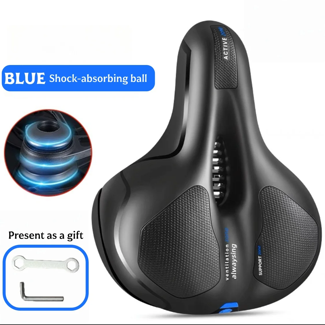 Dubbel schokabsorberend fietszadel voor dames, comfortabel verdikt, superzacht mountainbikezadel, universele fietsaccessoires