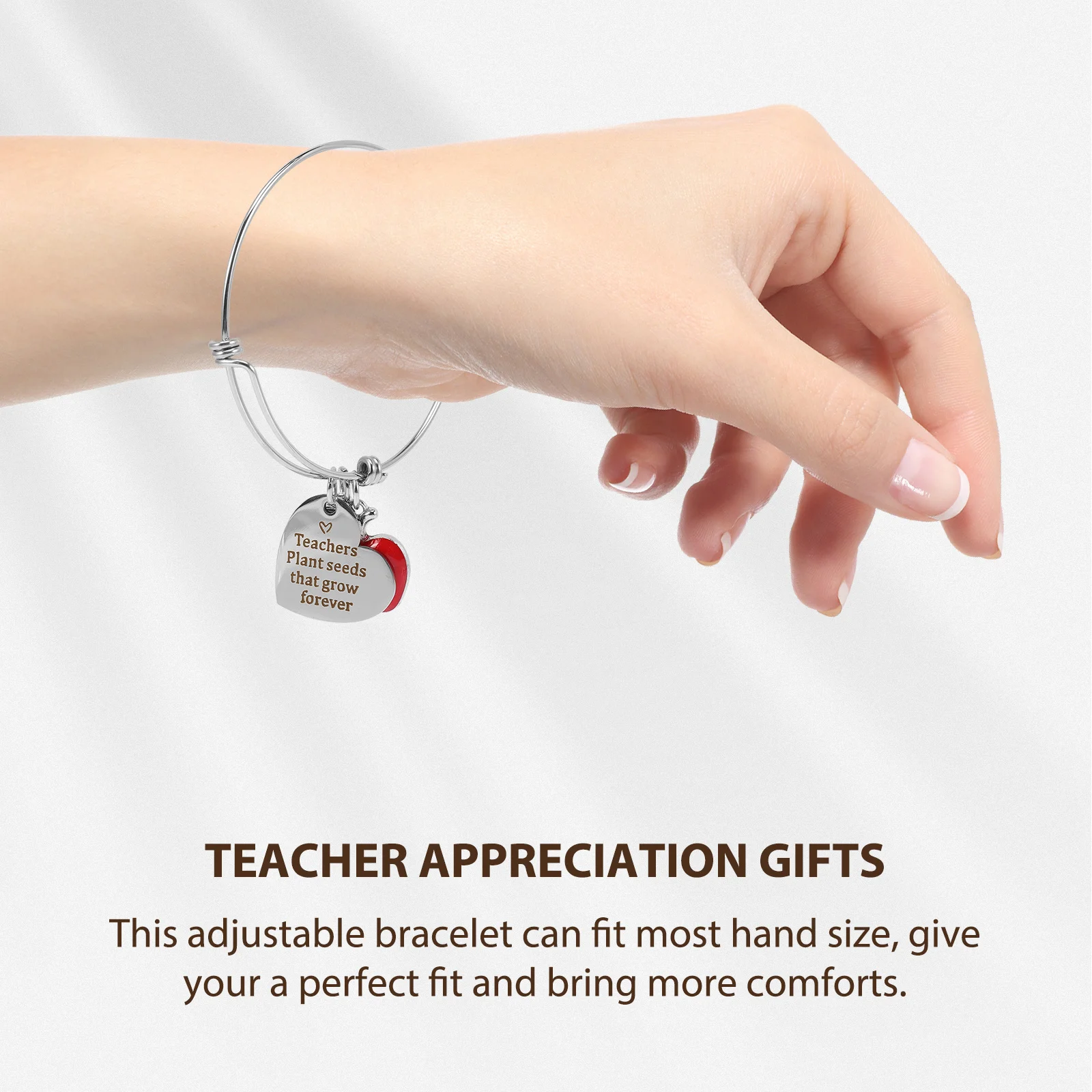

Stainless Steel Bracelet Adjustable Bangle Teachers Gift Teacher Appreciation Engraved Message Women Accessories