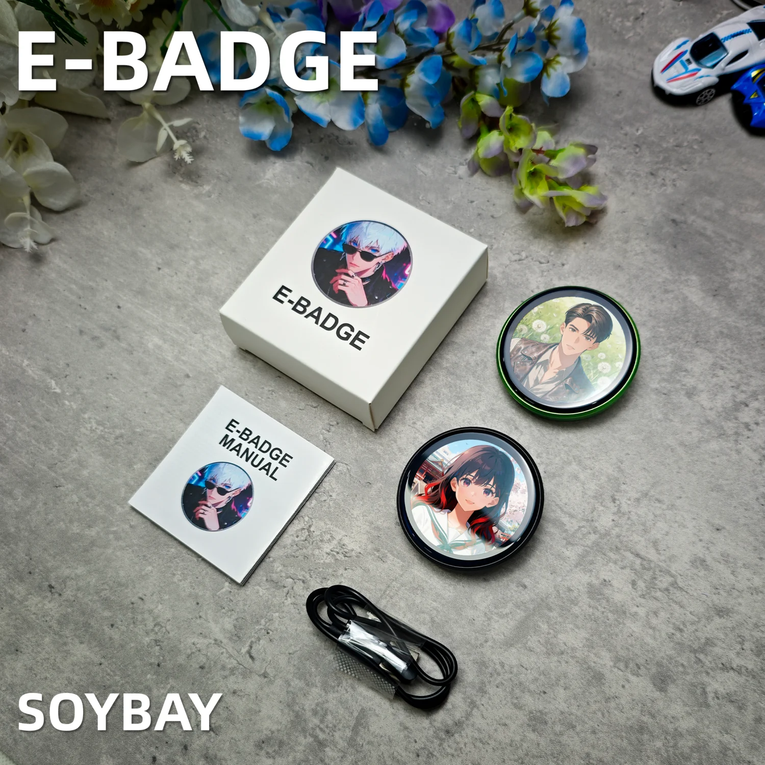 

Smart Electronic Badges Trendy Dynamic Badge Digital LED Animes Pin with Touch Control for Uploading Photos GIFs and Videos Gift