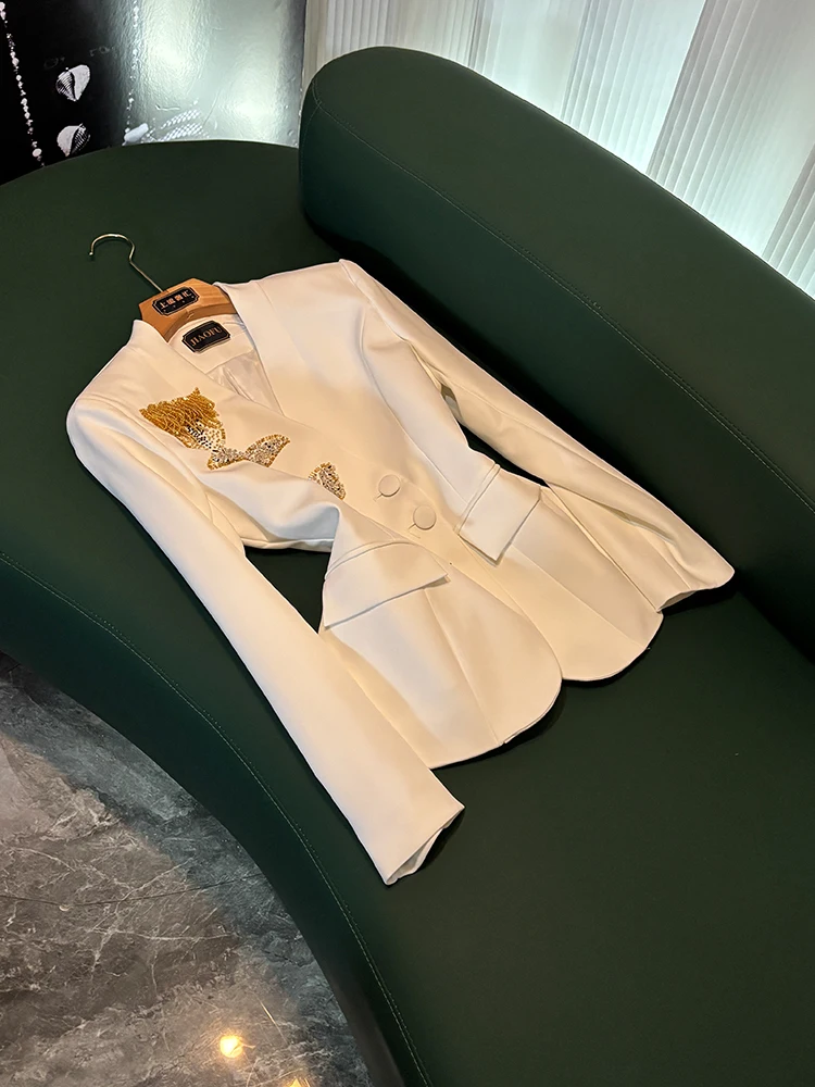 

Эффект похудения с тяжелой вышивкой и розовым узором, деловой костюм для женщин, длинный свек средней длины, китайское производство