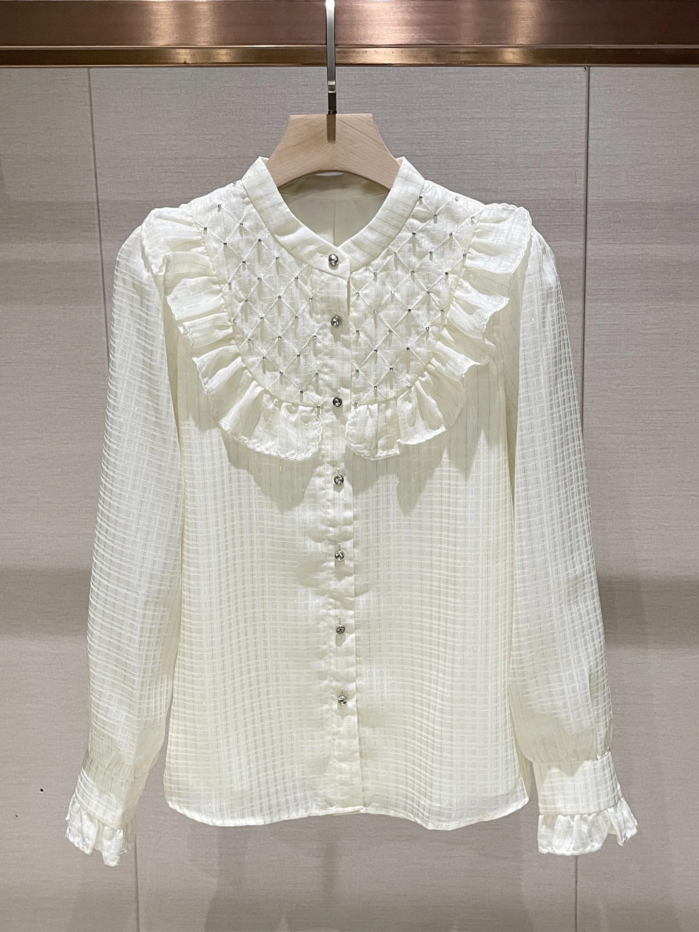 

Элегантное длинное пальто с воротником-стойкой, украшенное стразами, женское, модное, новинка зимы 2025, роскошное, легкое пальто