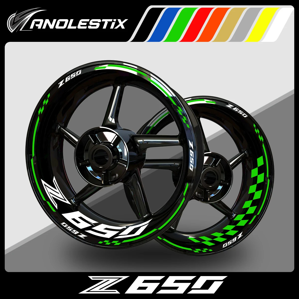 

AnoleStix Reflective Motorcycle Wheel Sticker Hub Decal Rim Stripe Tape For Z650