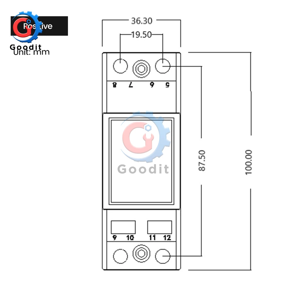 AC Din Rail 35.5mm Voltage Meter AC 85-265V 220V Dual Three Phase Modular Voltmeter Indicator LED Digital Display Detector 63A