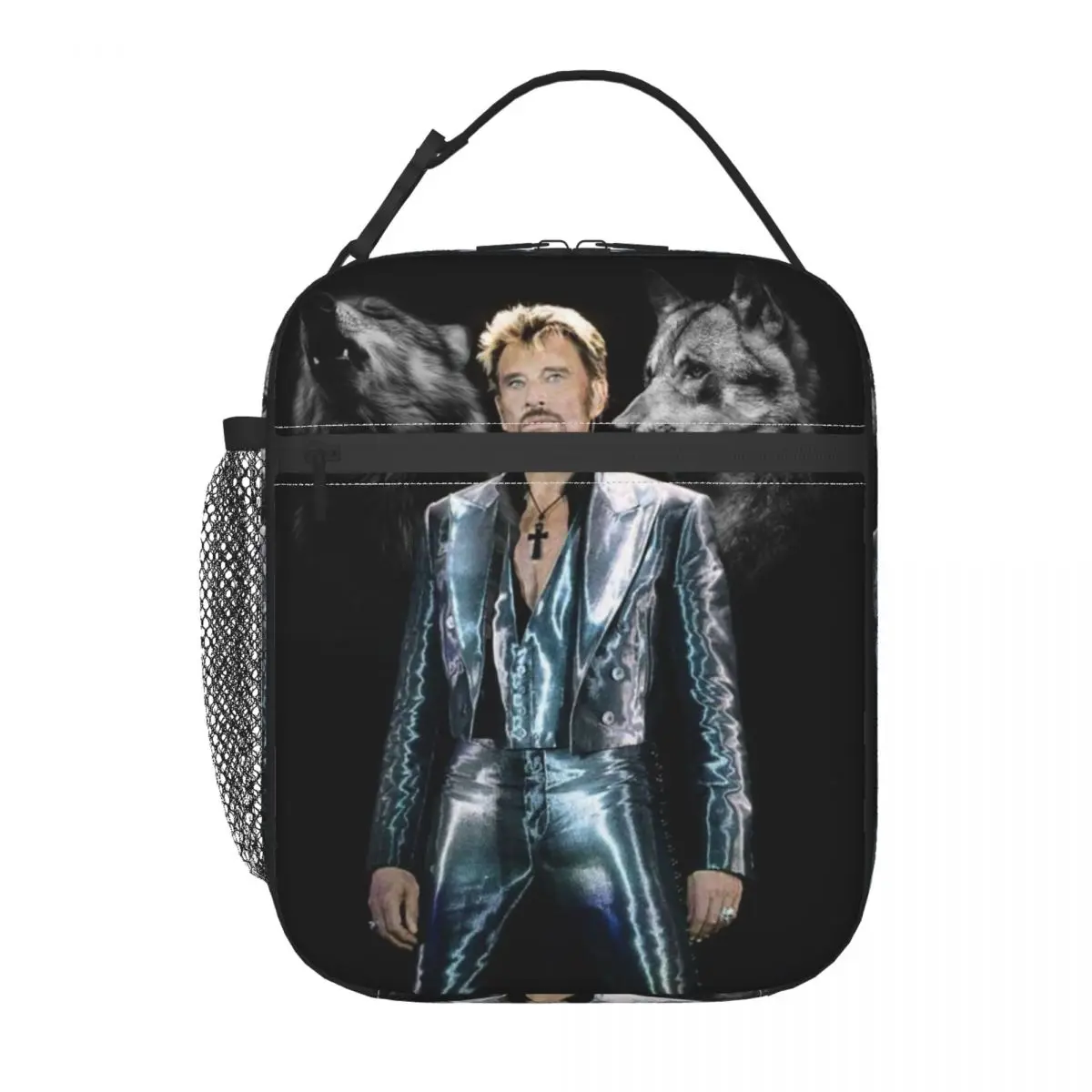 Johnny Hallyday With Wolf Insulated Lunch Bags Camping Travel French Rock Singer Resuable Thermal Cooler Lunch Box Children