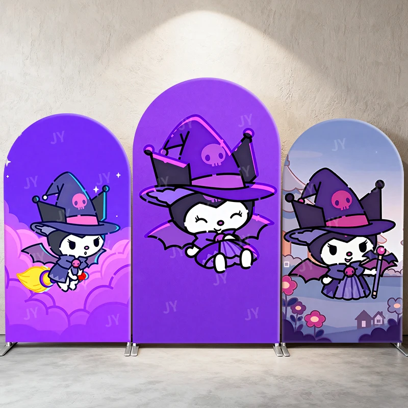 

Kuromi Witch Style Arch Backdrop Cover Cute Festive Scene For Kids Birthday Baby Shower Photo Booth Decor Background