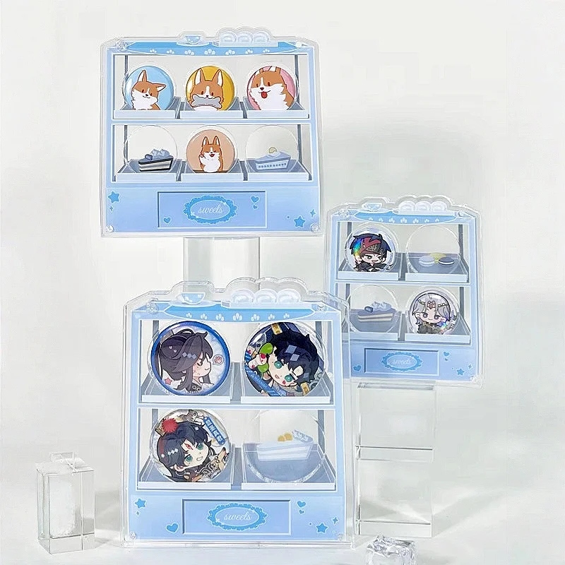 Dessert Counter Acrylic Mini Badge Brick Display Frame, Small Pin Storage Organizer for Badges & Goods Showcase Collectible