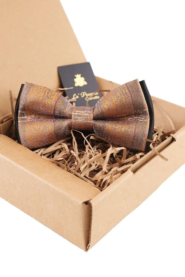 Saffron Plaid Pattern Bowtie P1590