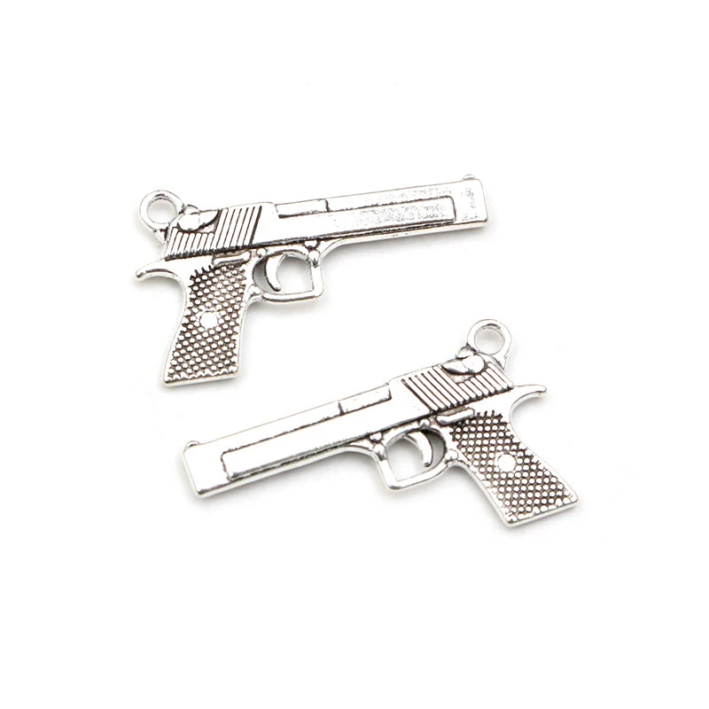 10pcs 34x20mm Antique Silver Color Gun Handmade Charms Pendant DIY Jewelry Making Accessories for Bracelet Necklace