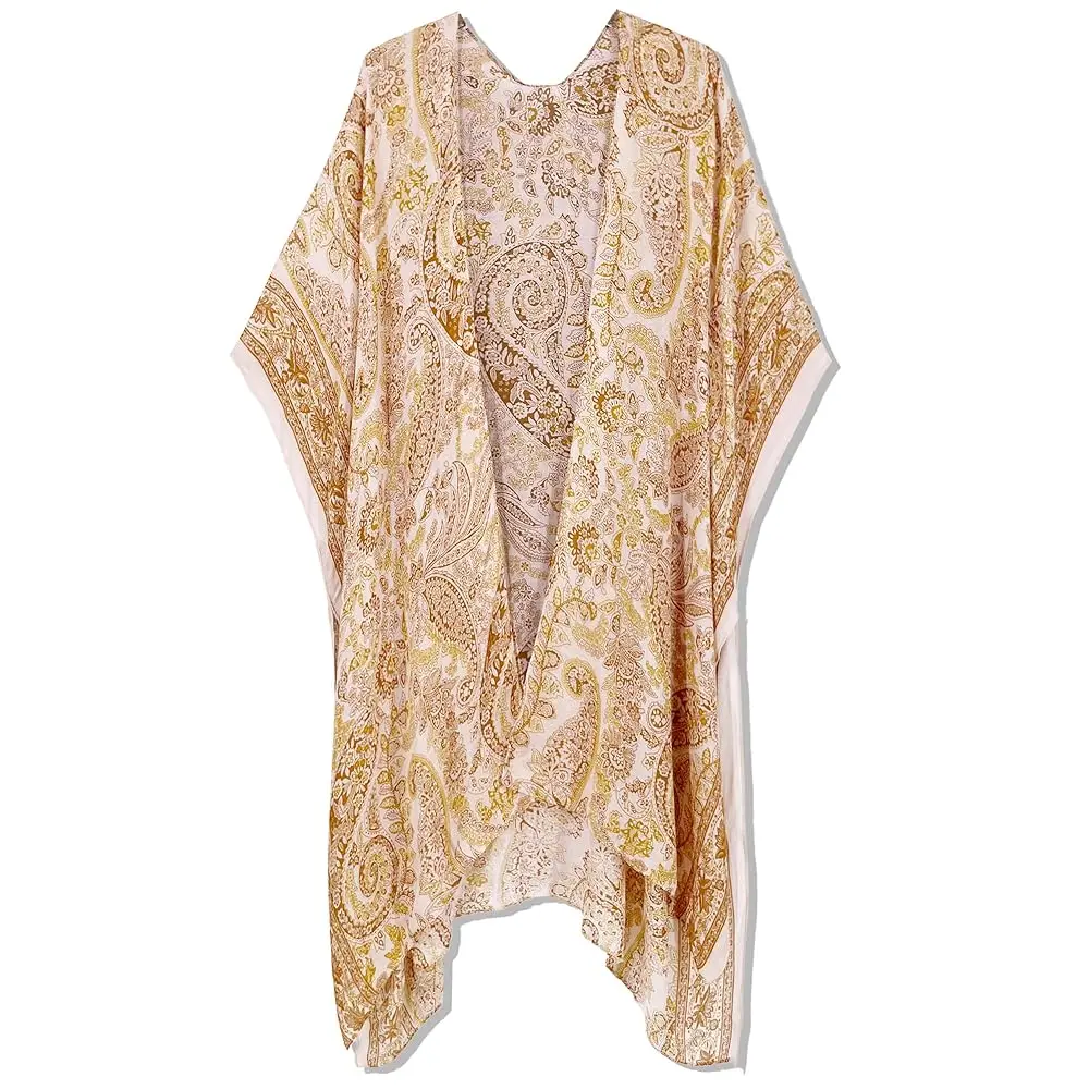 

Женское пляжное кимоно Moss Rose с богемным цветочным принтом, свободная повседневная одежда для курортного отдыха