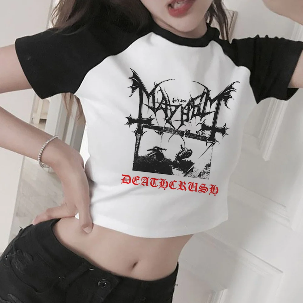 Mayhem yk2 cyber y2k crop top Female goth Harajuku streetwear kawai clothes clothing