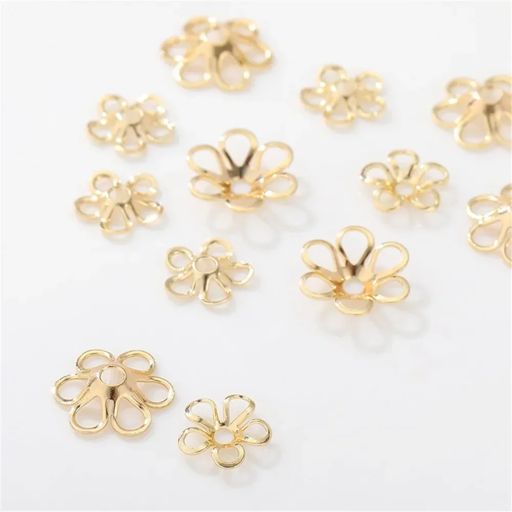 14K vergulde geometrische bloemmuts met bloembak Spacer handgemaakte diy armband ketting kralen sieraden materiaal accessoires