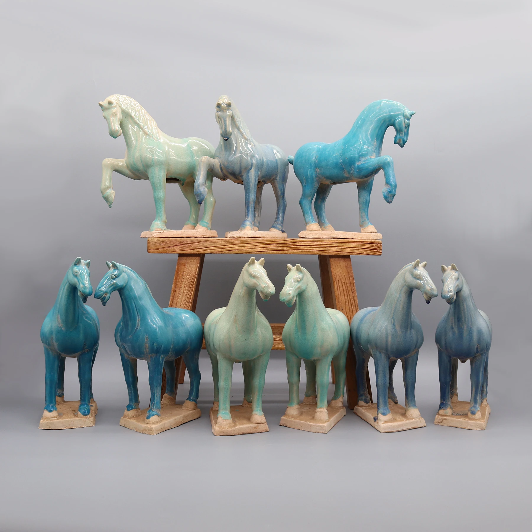 Small Horse Statue, Glazed Terracotta Figurine, Home Decoration