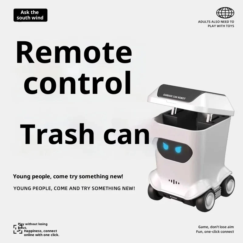 

2026New Mini Desktop Remote Control Toy Car Remote Control Garbage Can Trendy Play Table Set Up Ornament For Boys' Festival Gift