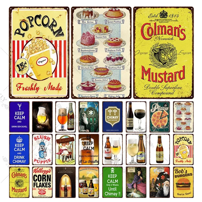 American Diner Poster Chinese Essen Bannkuchen Burger Cake Metall Zinn Zeichen Cafe Küche Shop Dekoration Vintage