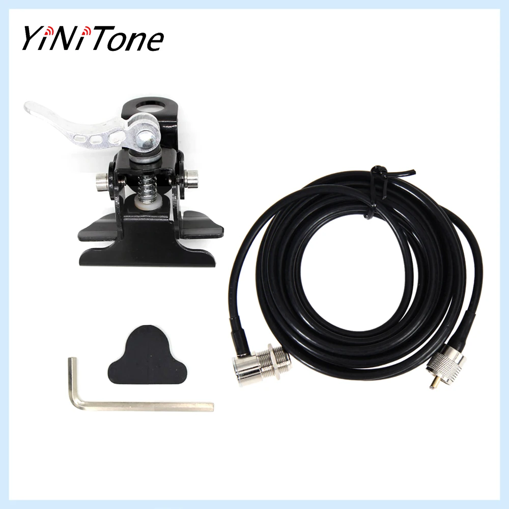 Hand pressed quick releas PL259 CB Radio Antenna Mount Universal Clip Edge 5M RG58 Extension Cable For QYT Baojie KT-8900R TH-98