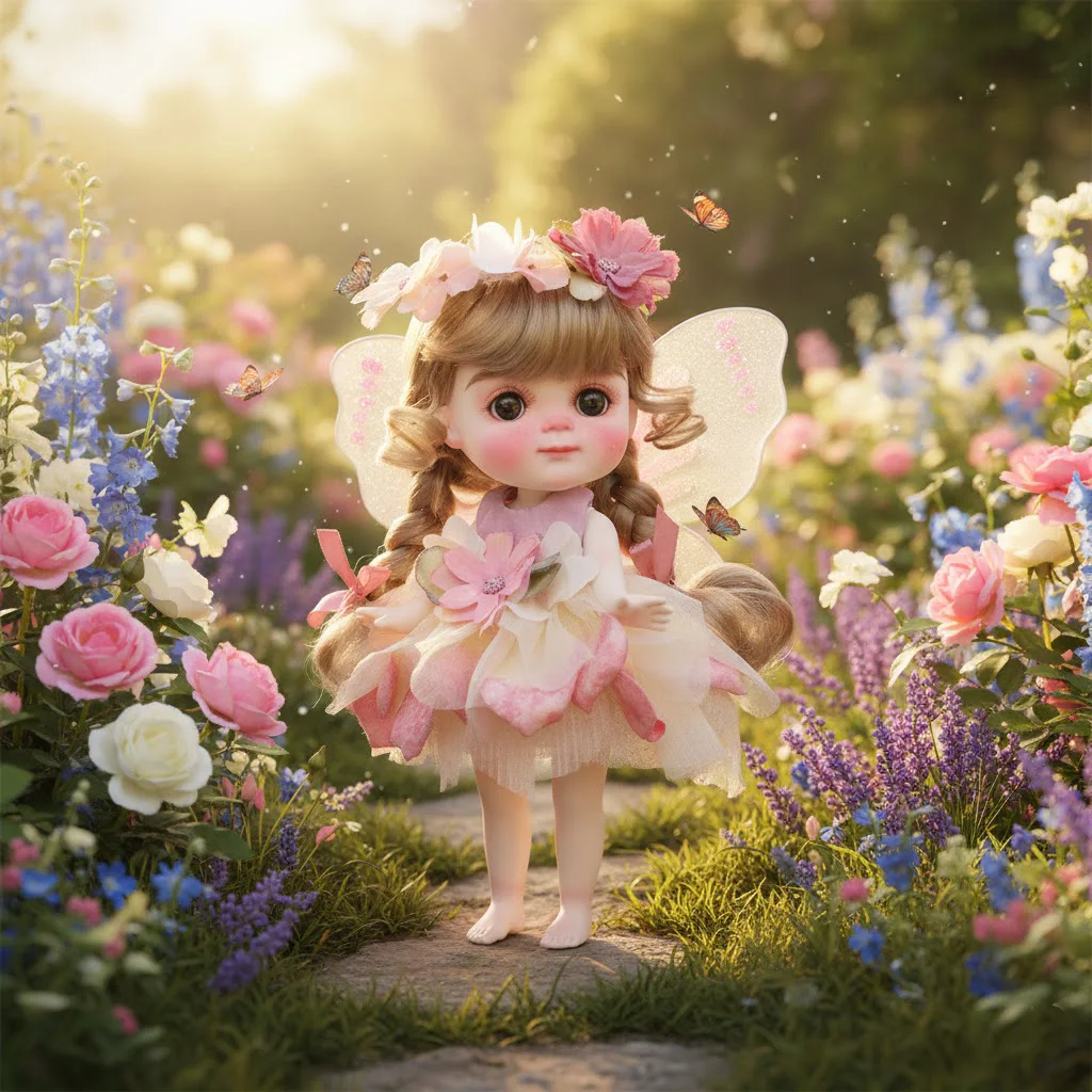 

Cloveray 10-дюймовая керамическая реалистичная фарфоровая кукла эльфа всего тела, супер милая цветочная фея, керамическая кукла, платье, съемный художественный подарок