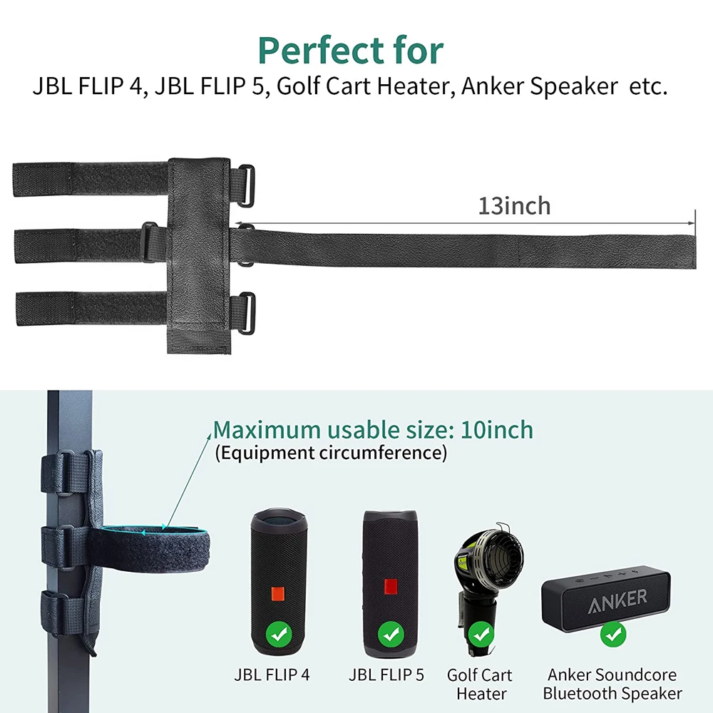 1Pc แบบพกพาลำโพงสำหรับกอล์ฟรถเข็นอุปกรณ์เสริม-ปรับสายรัดลำโพงไร้สาย Strap Attachment To ราว/cross Bar