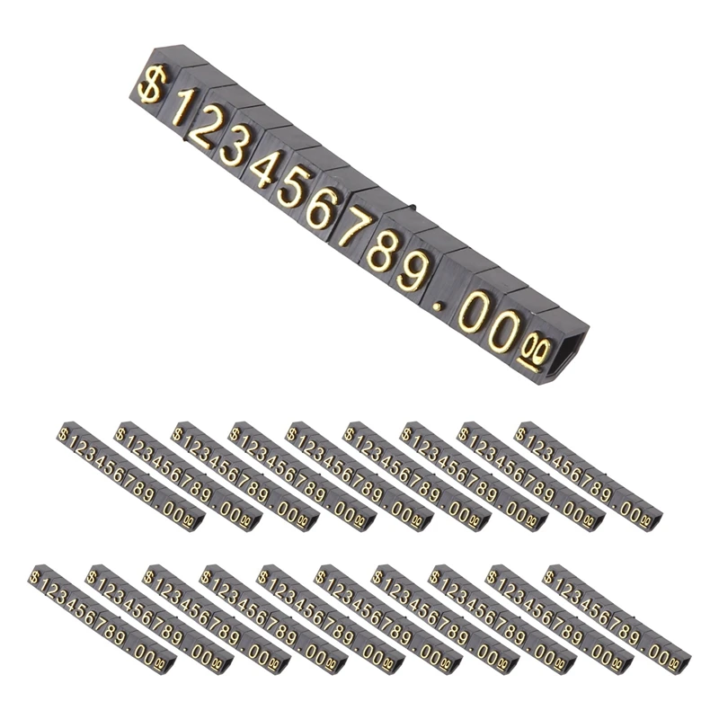 20 Sets Price Display Square Adjustable Price Tag For Price Display Counter Stand Number Letter Dollar Price Block Kit