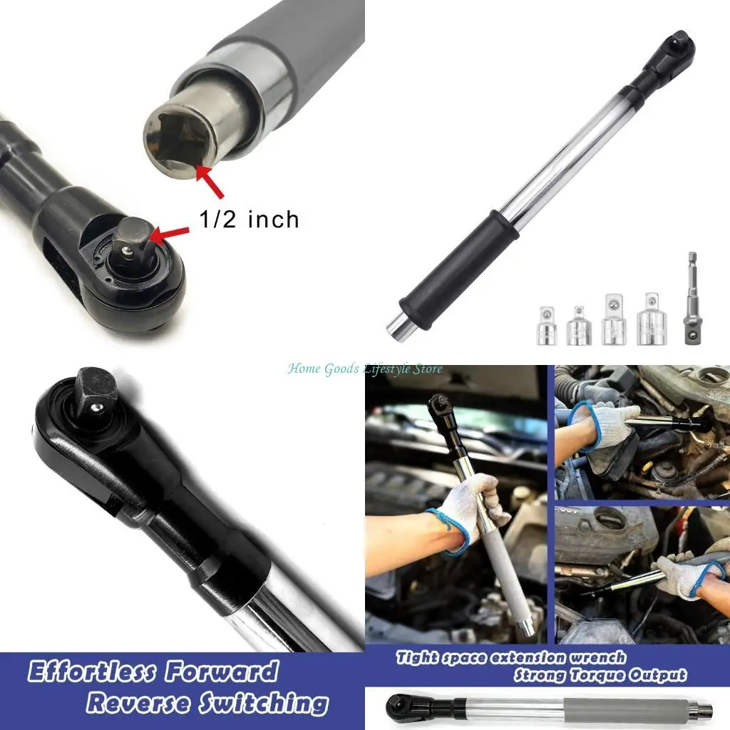 

E74E Offset Extension Wrench for Electric Drills 1/2" Offset Extension Wrench Including Socket Adapters for Tight Areas