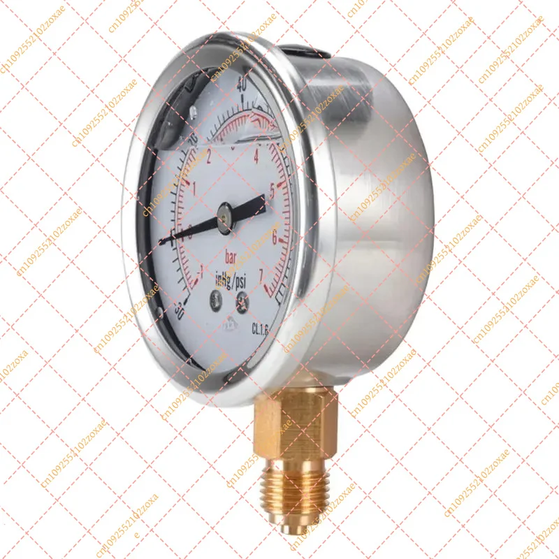 Compound Pressure Vacuum Gauge Glycerin Filled -1-10Bar -30inHg 1/4 BSP Bottom Mount Industrial Meter