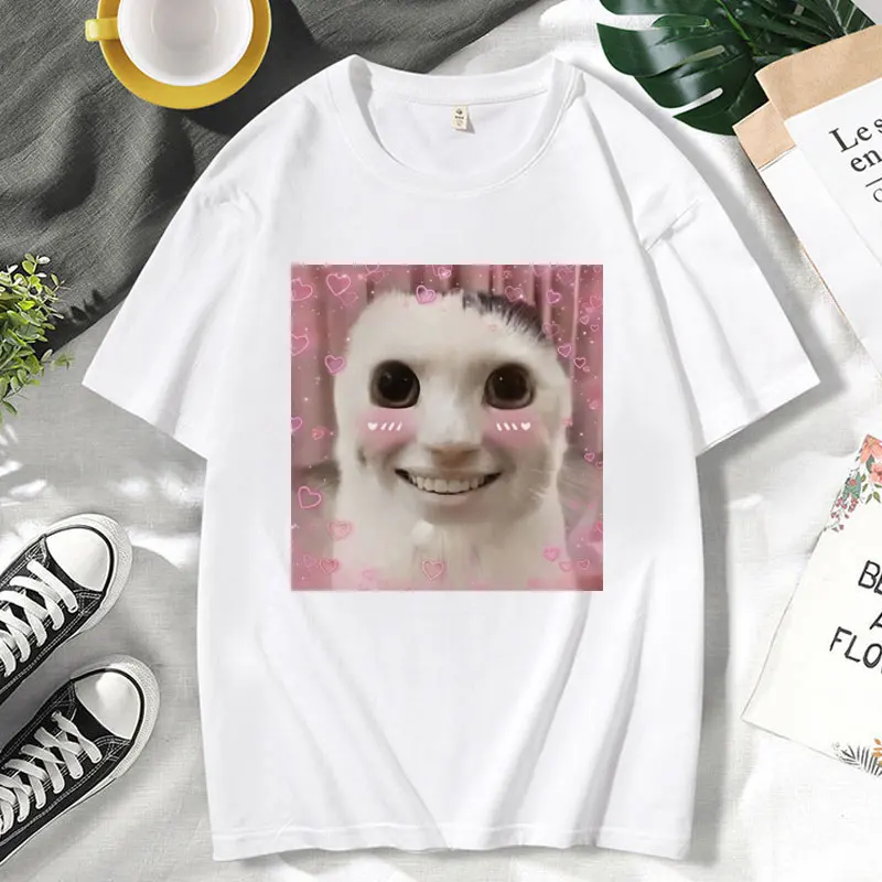 Goofy Ahh Cat Tshirt Men Women's Huh Cat Meme Funny Graphic T Shirts Fashion Harajuku Oversized Short Sleeves T-shirt Unisex Top