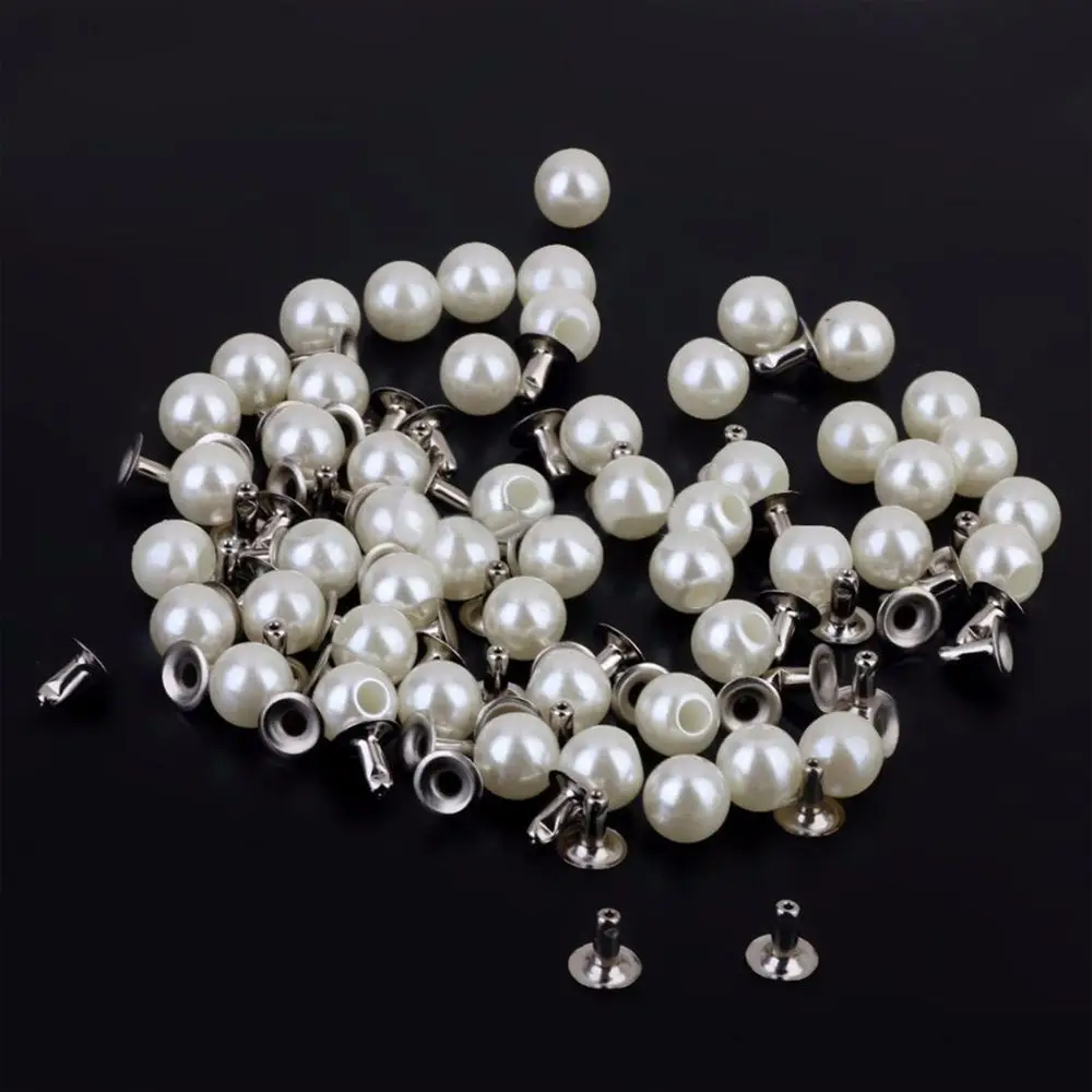 Leather Bag Clothing Decoration Handmade DIY Clothes Accessories Round Rivets DIY Rivet Sewing Rivet Pearl Studs Pearl Rivet