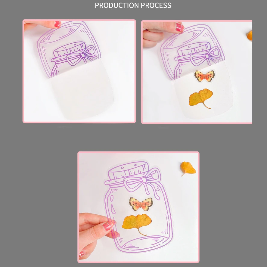 1bag Bottle Pattern Flower Embossed Bookmark Sticker Bag Junk Journal Diy Plant Specimen Making Photo Sticker Scrapbook Decor