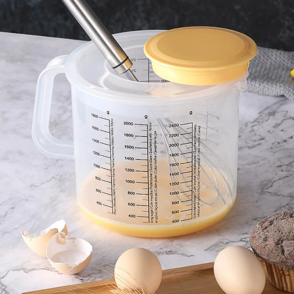 

1pcs 2500ml Baking Measuring Cup Transparent Home Scale Mixing Bowl With Lid Kitchen Cooking Measuring Tools