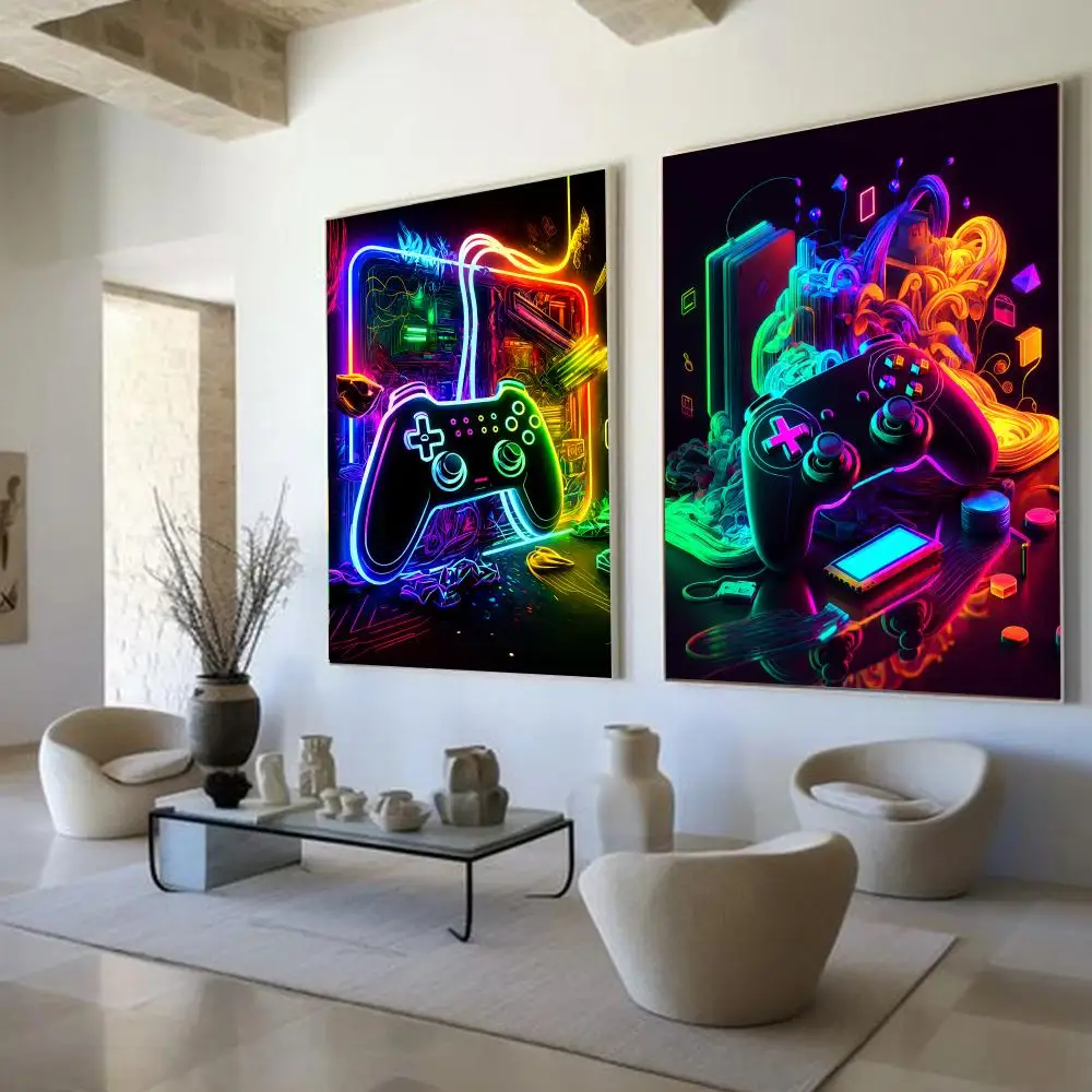 Neon Pro PC Gamer Painting Calligraphy Wall Art HD Canvas Oil Painting Posters Prints Home Bedroom Living Room Decor Gift