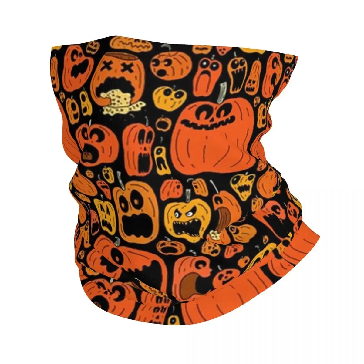 Ghost Pumpkin Halloween Bandana Neck Cover Printed Face Scarf Warm Balaclava Hiking Fishing Unisex Adult Winter