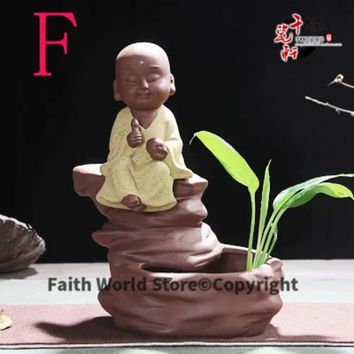 

COOL--BEST business gift # Marvellous ART# HOME OFFICE CHAN DAO Little Monk sand-fired porcelain pottery ART statue