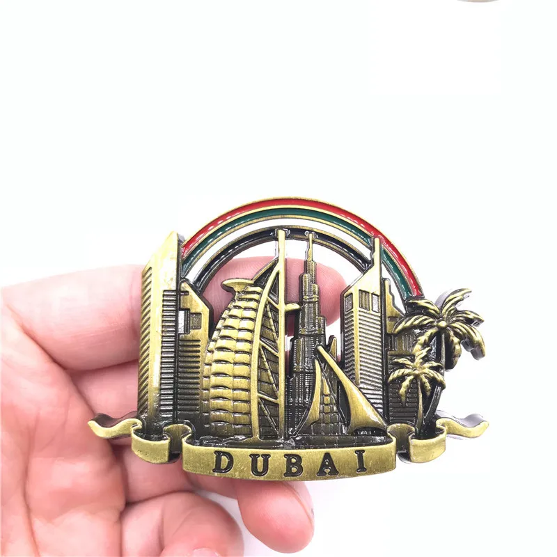 Dubai metal refrigerator sticker travel magnetic creative hand letter sailing hotel high-rise souvenir alloy Burj Khalifa metal