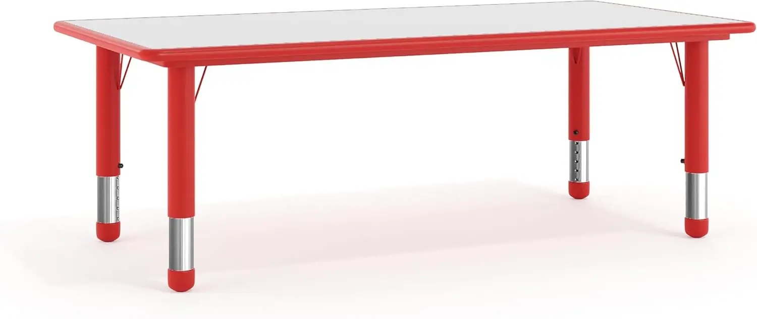 

Flash Furniture Wren 23.625''W x 47.25''L Rectangular Red Plastic Height Adjustable Activity Table with Grey Top
