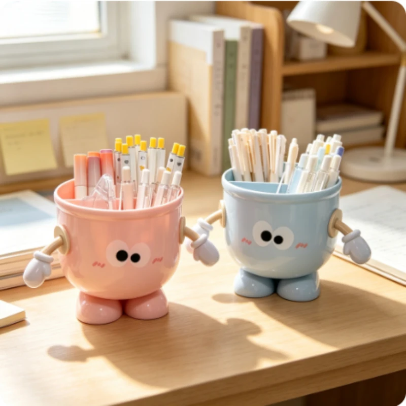 Cute Hook Design Pen Holder Desktop Stationery Storage Rack Lovely Desk Organizer for Students Kids Girls