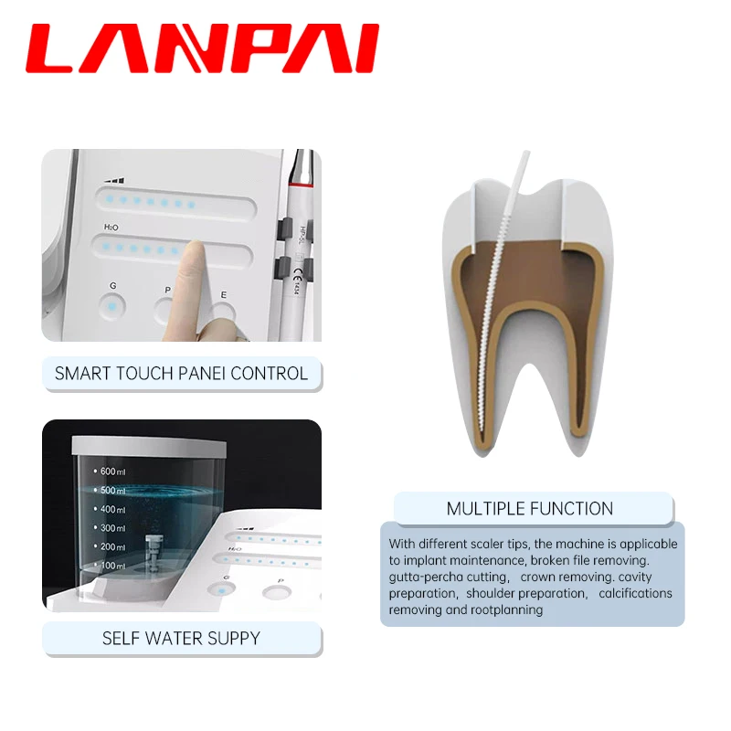 Lanpai Dental Ultrasonic Scaler Multi-Function Scaler Maxpiezo7+  With LED Light 8 Endo Tips  EMS Woodpecker Dentistry Equipment