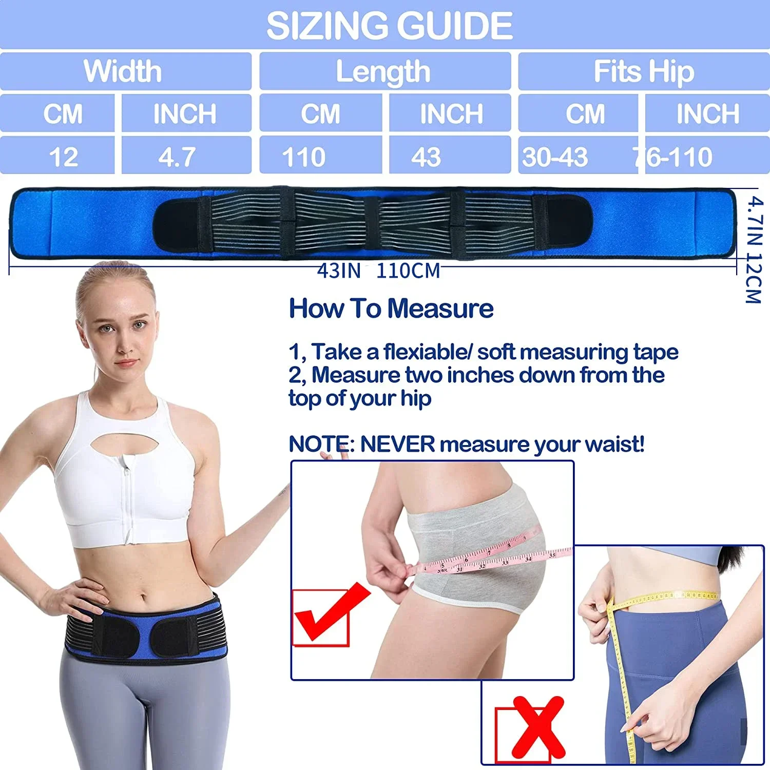 

Back Brace For Lower Back Pain Women & Man (Lightweight), Sacroiliac Belt - Relieve Sciatica,Spine,Lumbar,Hip And Pelvic Pain