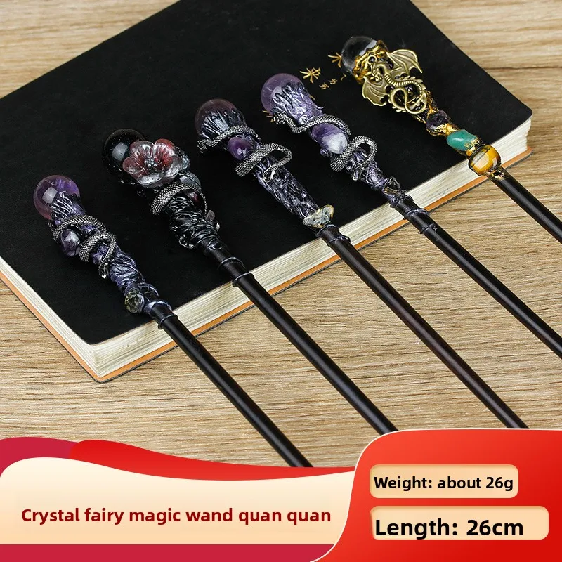 

1pcs Crystal Element Magic Ritual Scepter Wooden Stick DIY Fairy Stick Perfect Gift Props