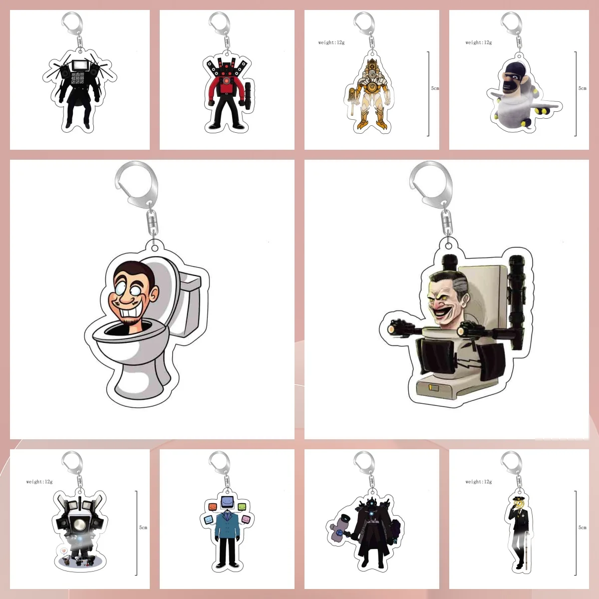 New Anime Skibidi Toilet Keychain Acrylic Keyring Figure Skibidi Dop Toy Pendant for Man Pendant Keyring Trinke