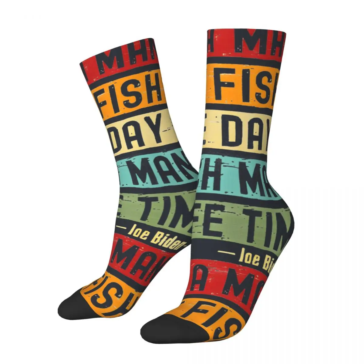 Buy A Man Eat Fish Joe Biden Quote Men's Socks Retro Harajuku Fish Street Style Novelty Seamless Crew Sock