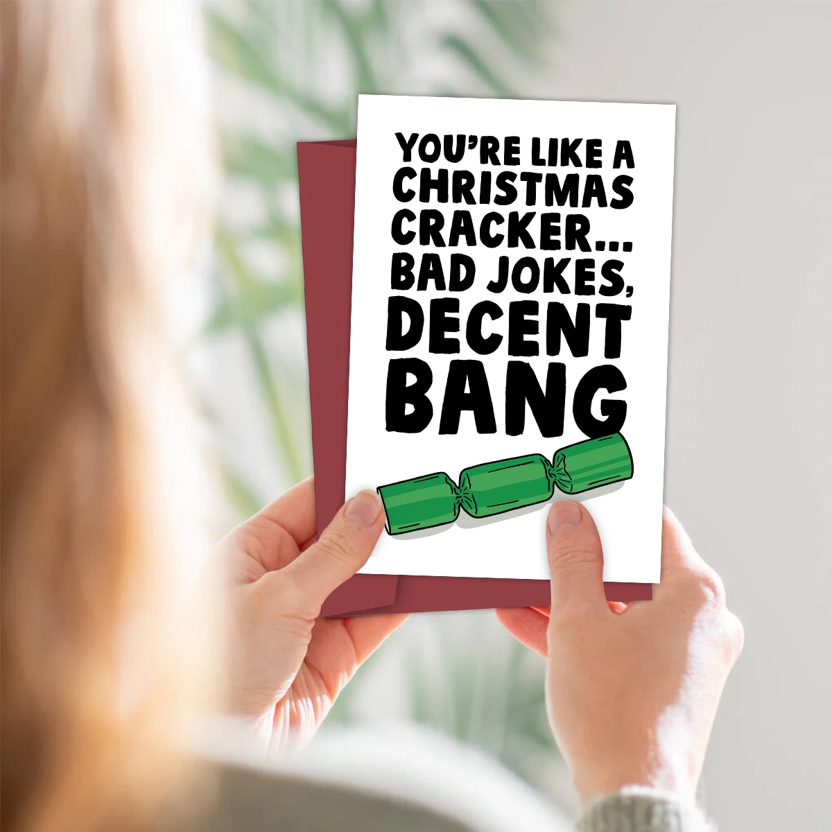 Freche Witz Weihnachts karte, Sie sind wie ein Weihnachts cracker, anständiger Knall, lustige Weihnachts gruß karte für Freund, Freundin – Detail 7