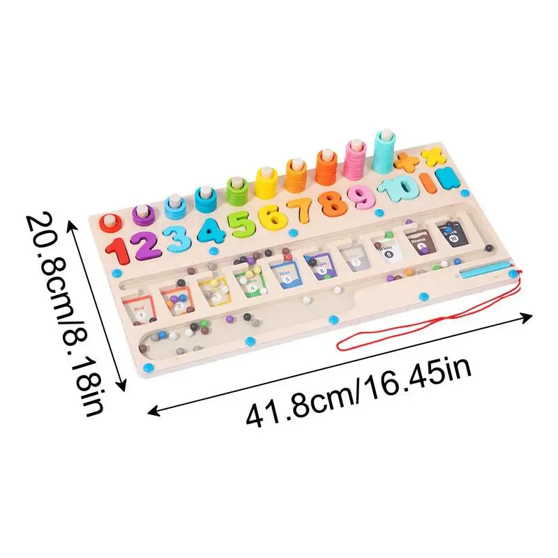 Placa matemática de madeira para crianças, cores brilhantes, brinquedo educativo para estudantes, placa de números, bordas redondas