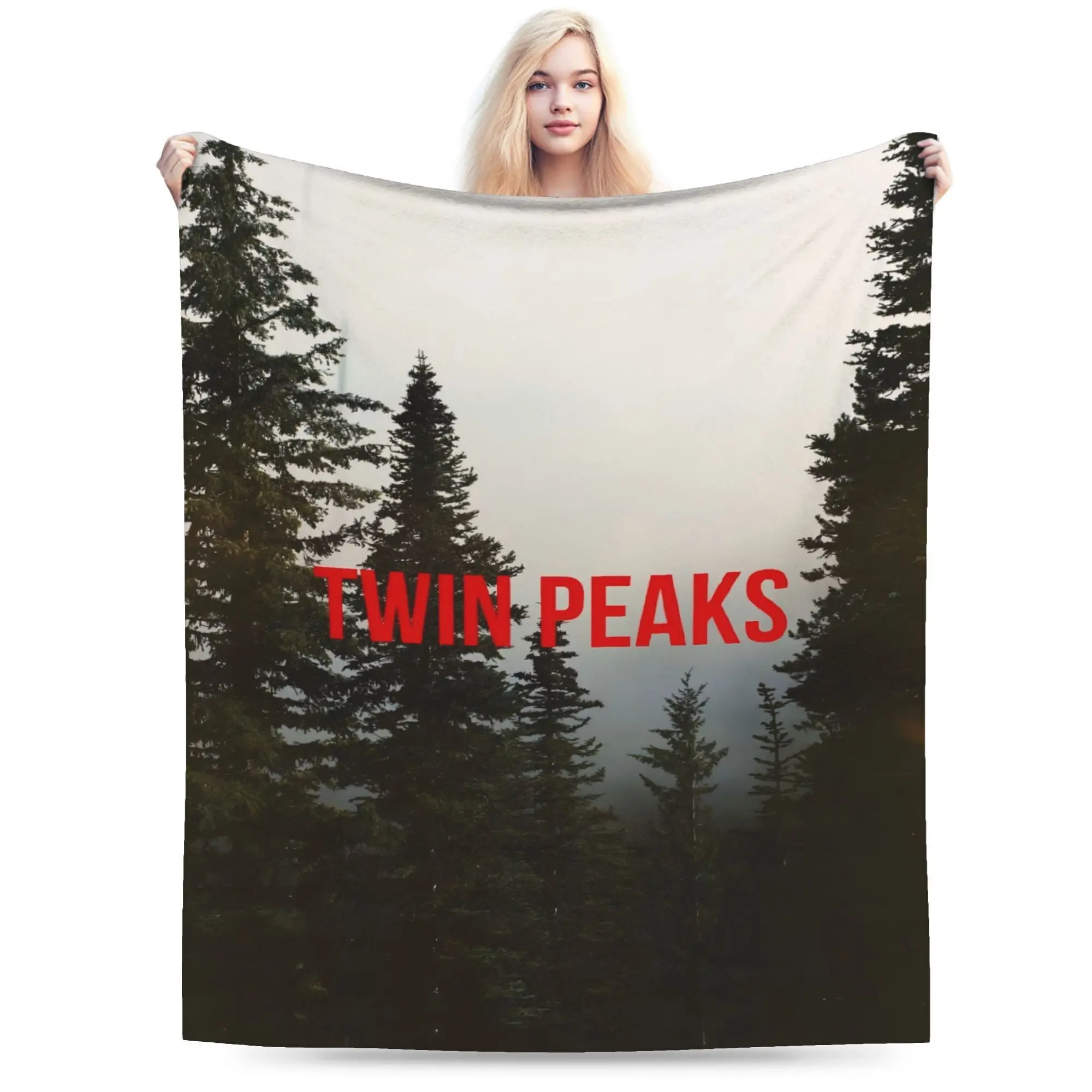 Customize Twin Peaks Themed Blanket - Soft Polyester with Iconic TV Show Logo & Peaks Design, All-Season Cozy Bedspread or Couch