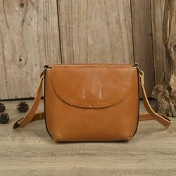 Borse da donna in vera pelle retrò Johnature borse da donna 2024 nuove borse a tracolla e a tracolla femminili semplici in pelle bovina primo strato