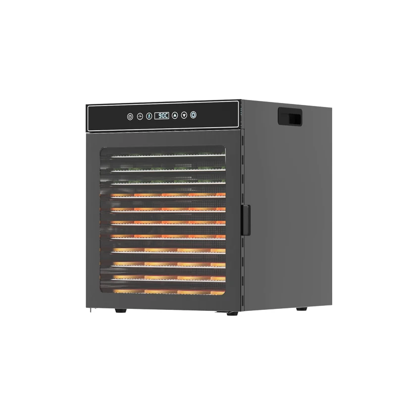12-Layer Electric Food Dehydrator Machine New Design Black Stainless Steel Shell for Home and Commercial Use
