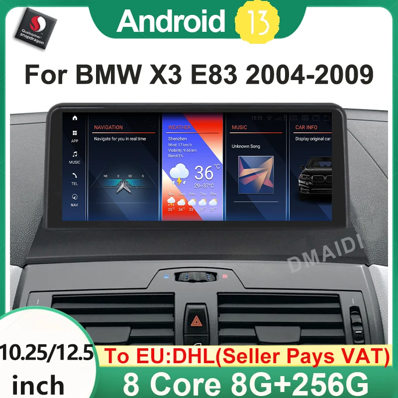 

12.5 INCH 8G 256G Qualcomm ID8 Android13 Car Video Player For Bmw X3 E83 Multimedia GPS Navigation Screen Carplay Auto WIFI 4G